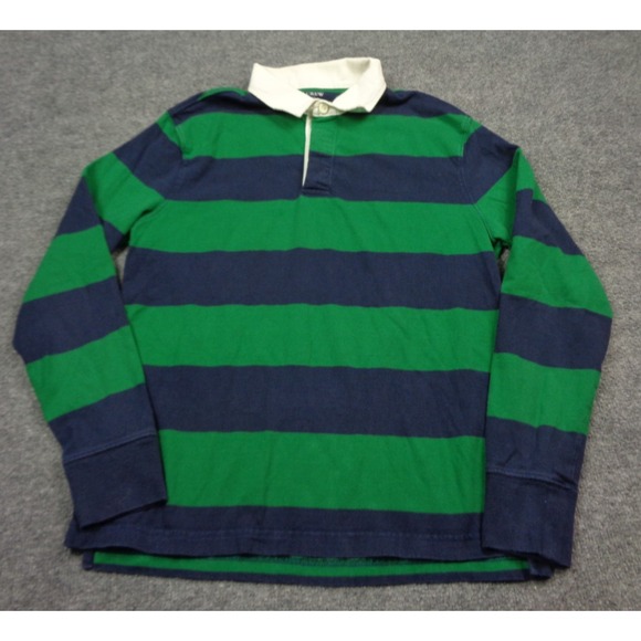 J.CREW Other - Vintage J.Crew Rugby Shirt Mens M Navy Green Striped Long Sleeve Preppy Polo